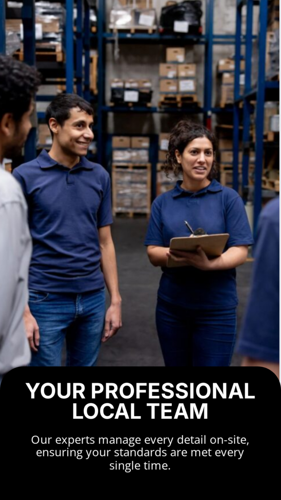 Professional local sourcing team managing on-site quality control in Turkey.